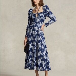 Ralph Lauren Blue and White Puff Sleeve Sundress